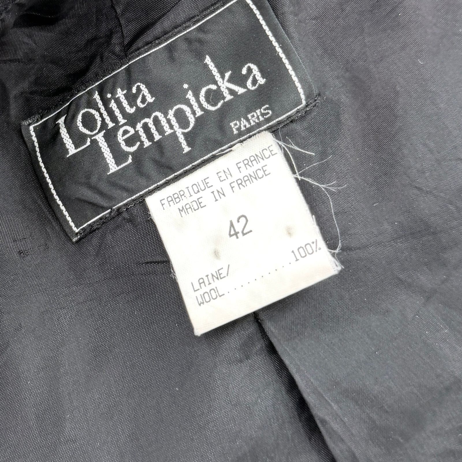 Vintage Lolita Lempicka Black 100% Wool Puff Sleeve Blazer Size L / US 10 / IT 46 - 6 Thumbnail