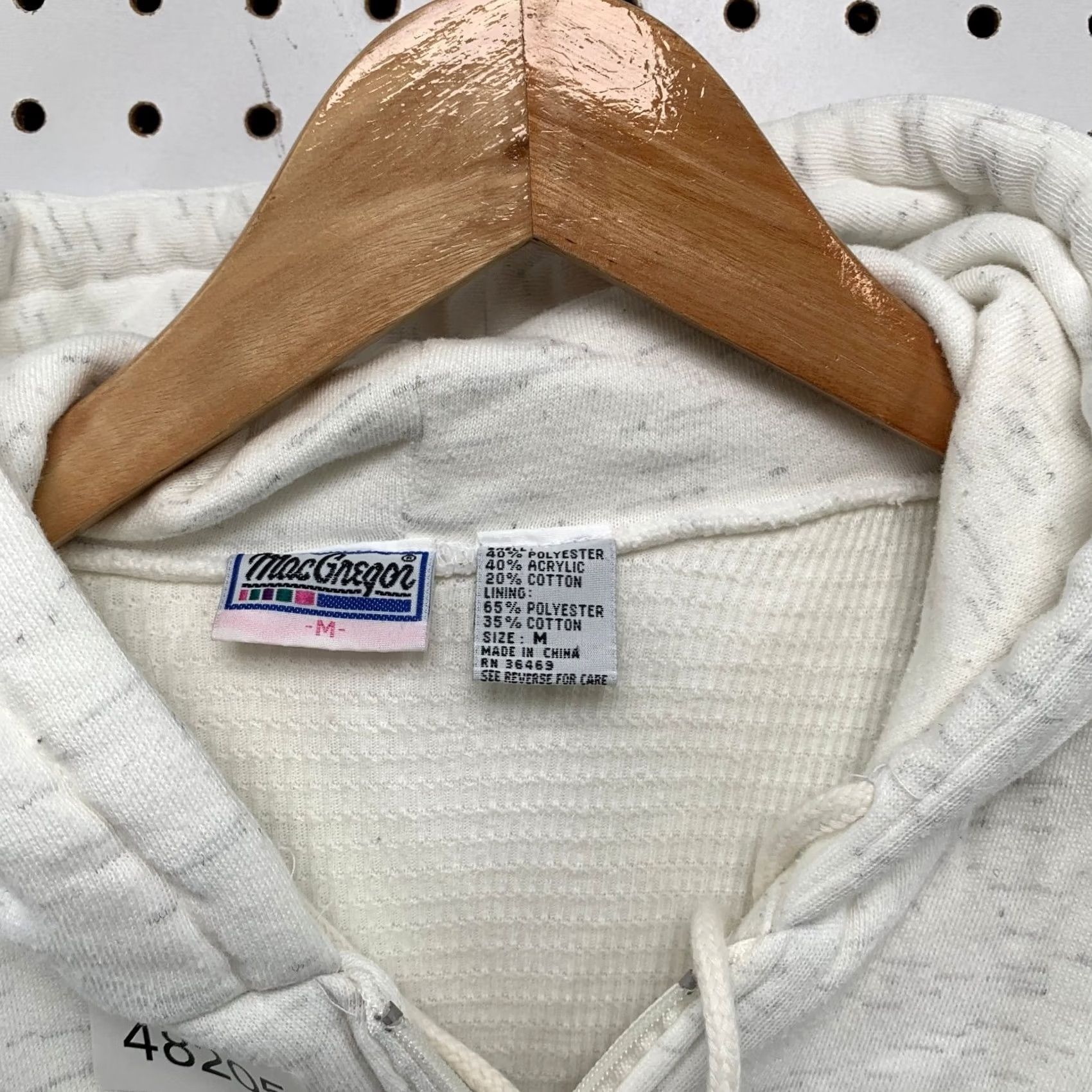 McGregor MacGregor Hoodie Mens Medium White Thermal Lined Heavyweight Vintage Sweatshirt Size US M / EU 48-50 / 2 - 3 Thumbnail