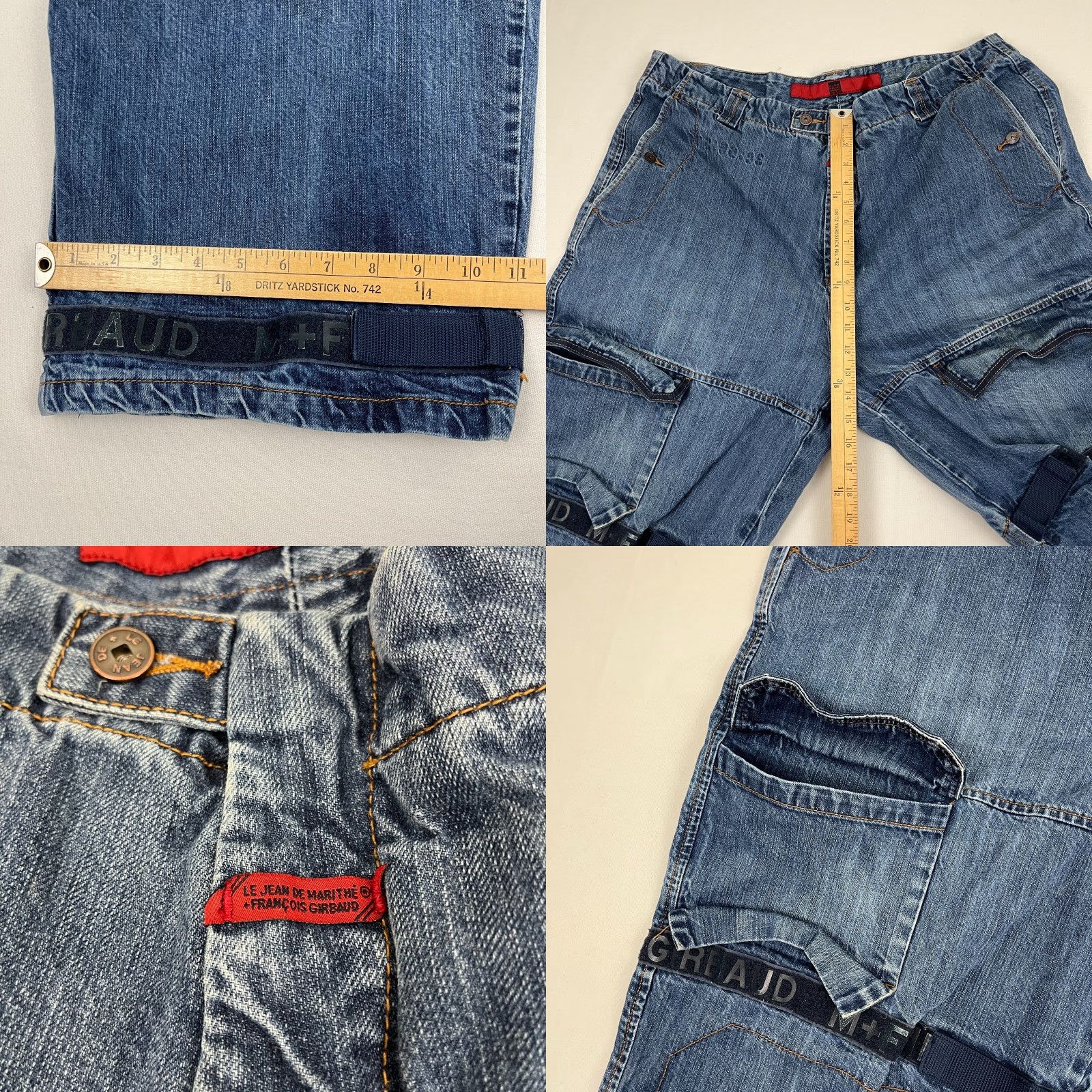 Denime VTG Girbaud Jeans Sz 42x33 Wide Baggy Denim Cargo Shuttle Tape Men Baggy Jeans 42 Blue Size US 42 / EU 58 - 8 Thumbnail