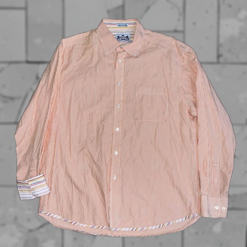 Robert Graham Robert Graham striped Long Sleeve shirt Mens XL orange Button-Up Regular Size Size US XL / EU 56 / 4 - 1 Thumbnail