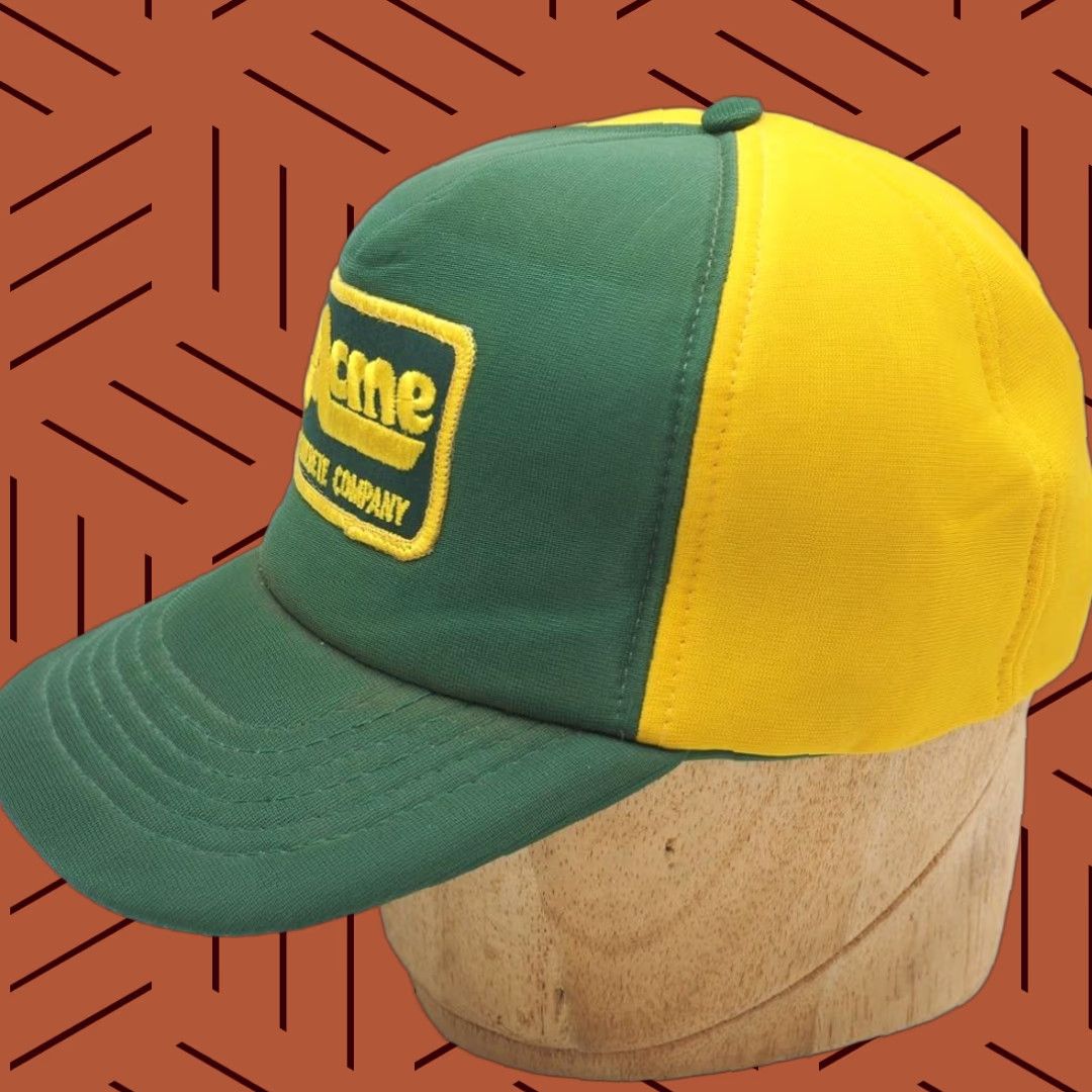 Vintage VINTAGE Snapback Trucker Farmer Hat Cap Acme Concrete Company Patch 1980's Size ONE SIZE - 1 Thumbnail