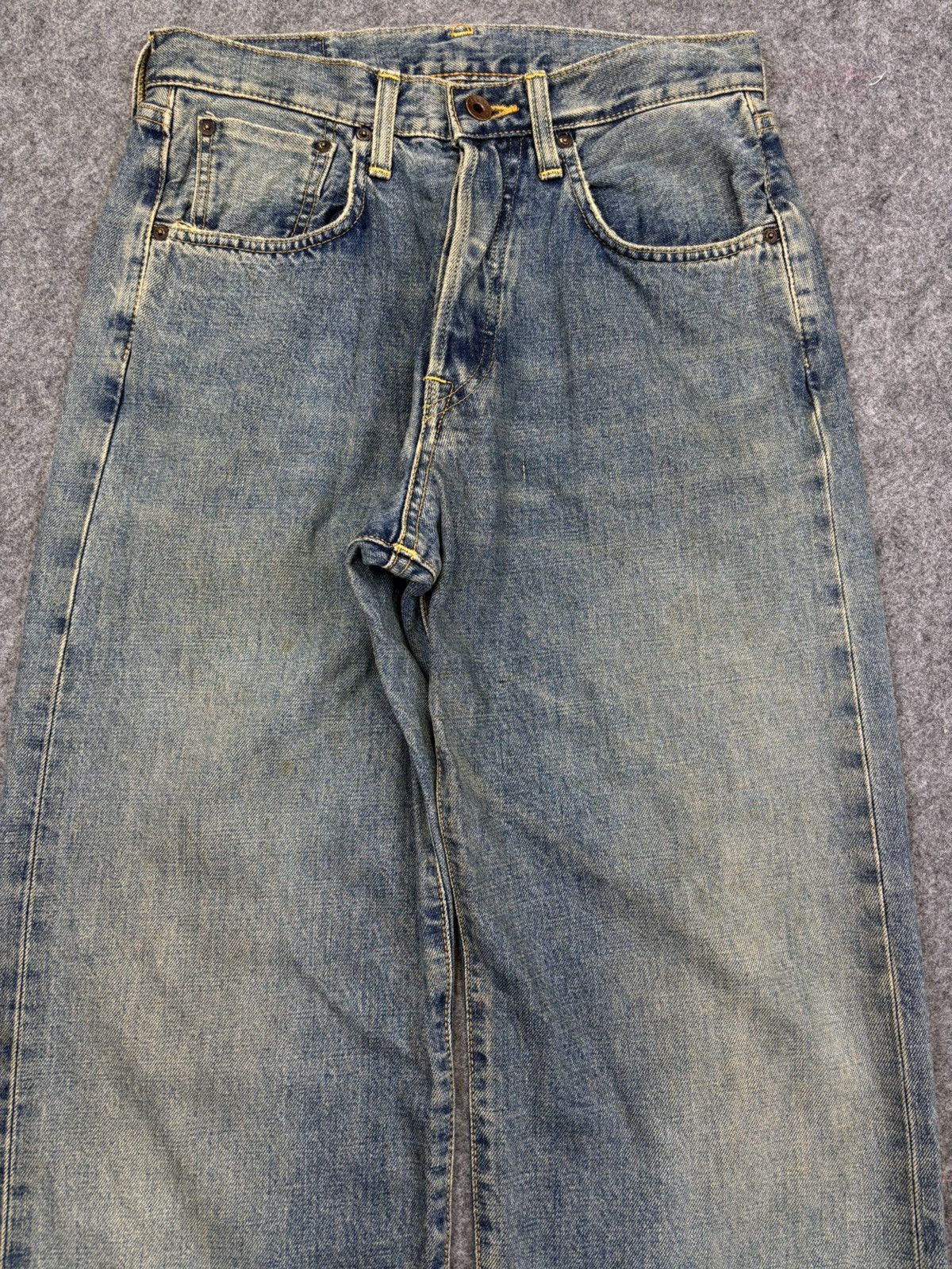 Edwin Wide Baggy 90s Selvedge Edwin 505 Medium Wash Denim F829 Size US 29 - 3 Thumbnail