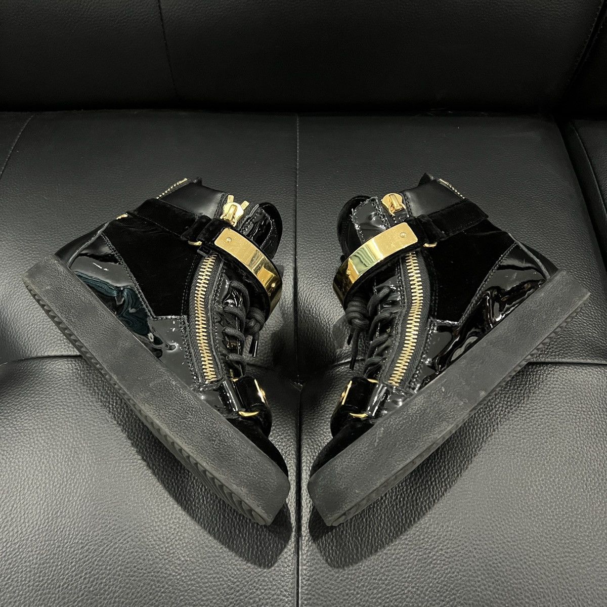 Giuseppe Zanotti Giuseppe Zanotti GZ Double Buckle Patent Silk High Tops Size US 7 / IT 37 - 3 Thumbnail