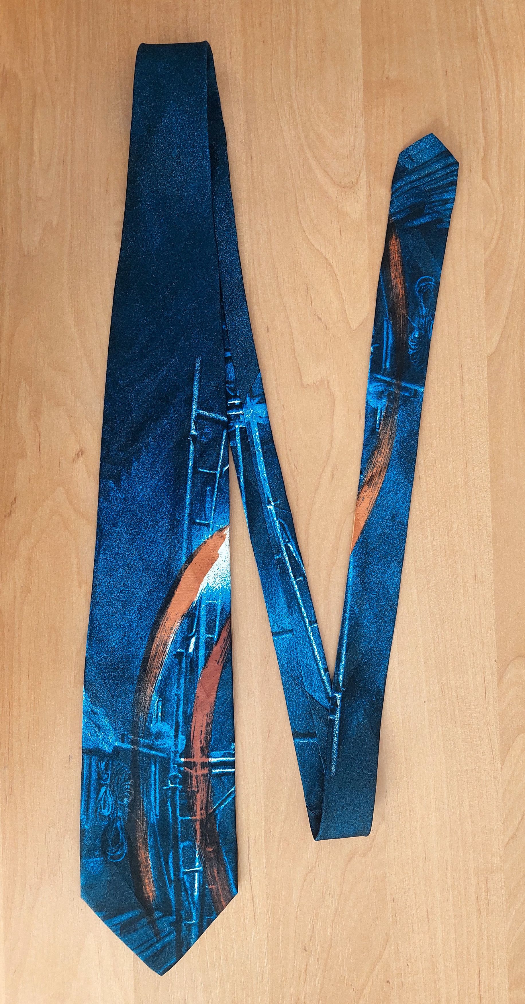 Claude Montana Claude Montana Paris Silk BlueTie Abstract Industrial 90s Size ONE SIZE - 3 Thumbnail