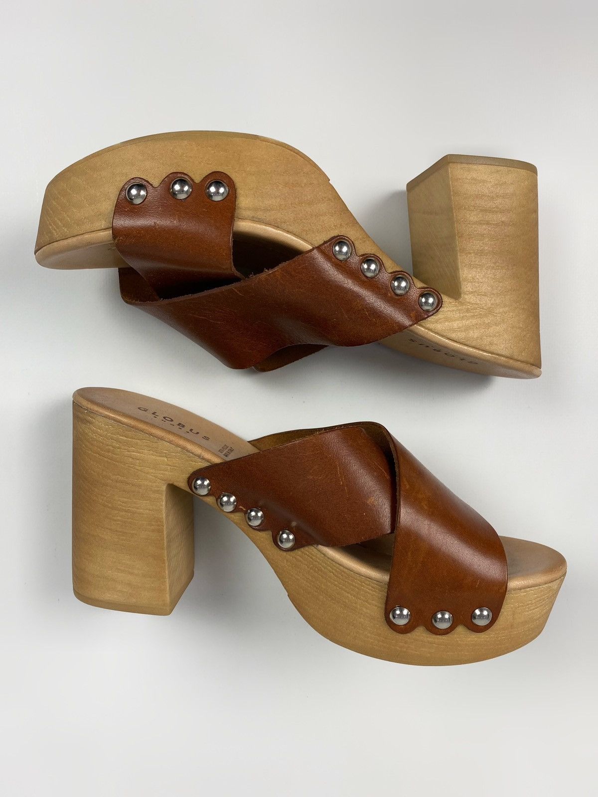 Vintage Y2K Vintage Globus Chunky Studded Wooden Platform Sandals Size US 10 / IT 40 - 5 Thumbnail