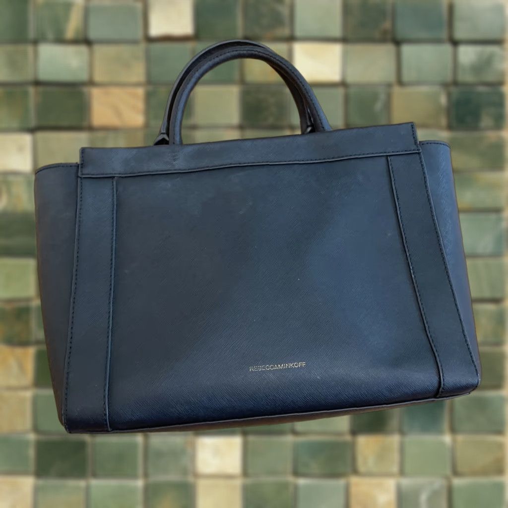 Rebecca Minkoff Rebecca Minkoff Mab Medium Leather Tote Bag Black Crossbody Crossgrain Leather Tote Bag Womens MAB Black Hardware Gold 2000s? Size ONE SIZE - 1 Thumbnail