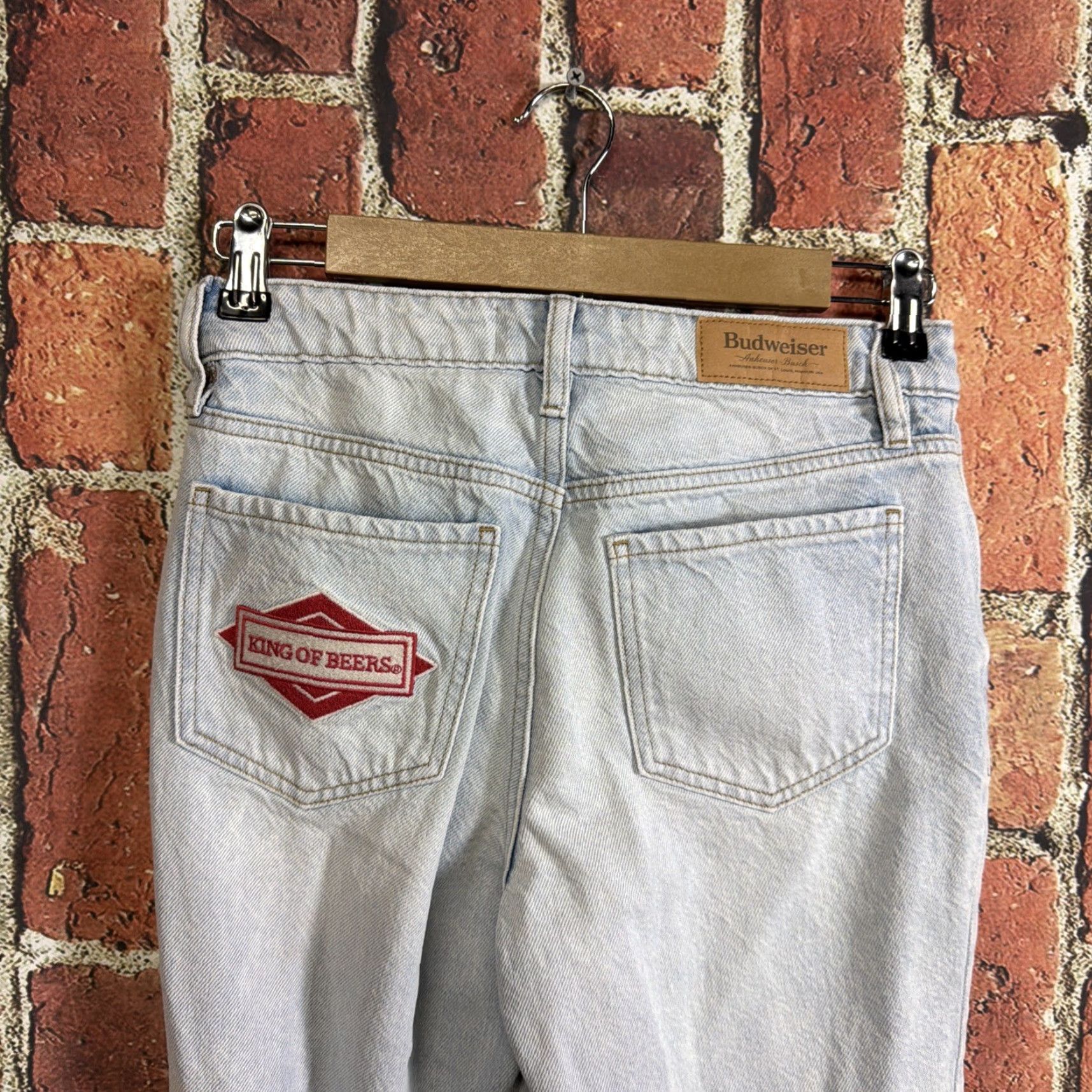 Pacsun Pacsun Budweiser Busch Beer Women’s Mom Jeans 25 Button Fly 100% Cotton Denim Blue 5-Pocket Design Jeans Womens Size 42" / US 20 - 4 Thumbnail