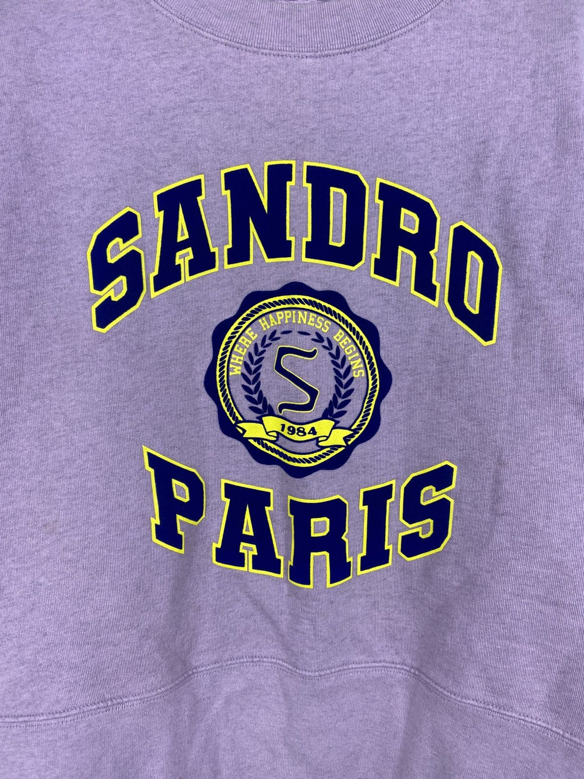 Designer × Sandro SANDRO Printed And Flocked College Sweatshirt Womens Purple Size XS / US 0-2 / IT 36-38 - 3 Thumbnail