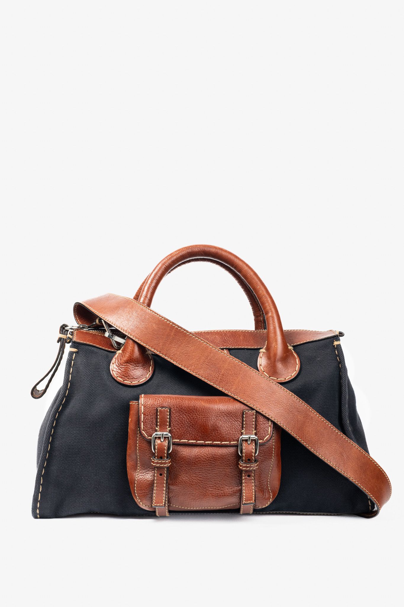 Chloe Chloe Edith Navy Canvas & Leather Trim Tote Size ONE SIZE - 1 Thumbnail