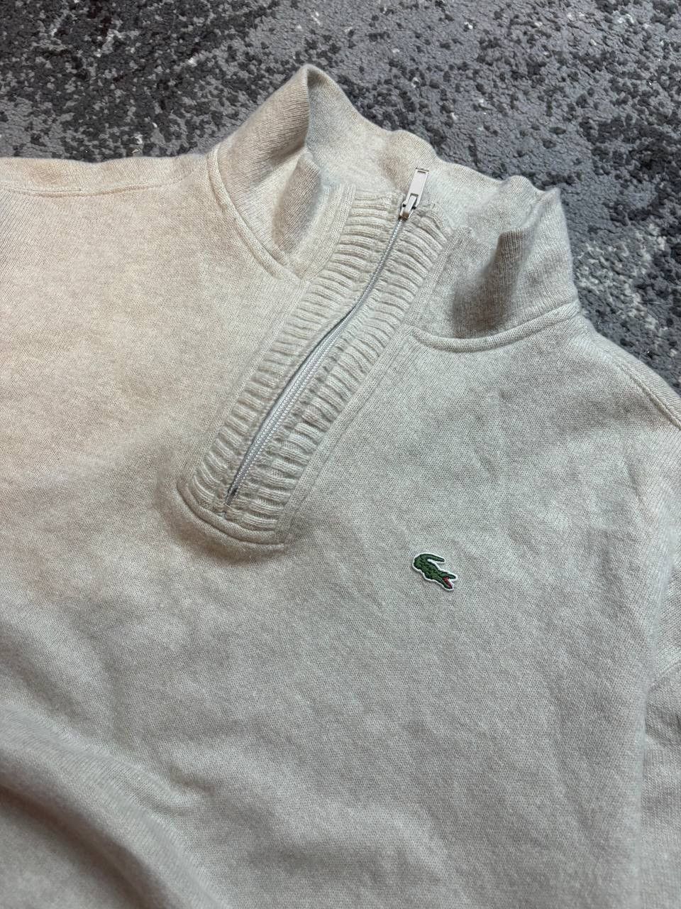 Lacoste × Vintage Vintage Lacoste pullover 1/4 zip beige wool sweater Size L / US 10 / IT 46 - 4 Thumbnail