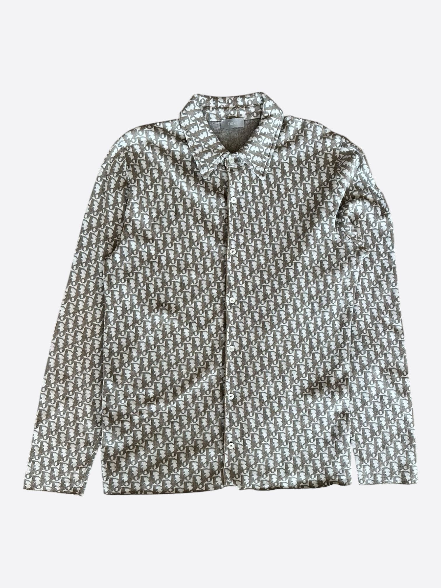 Dior Dior Beige & Brown Oblique Button Up Shirt Size US M / EU 48-50 / 2 - 1 Thumbnail