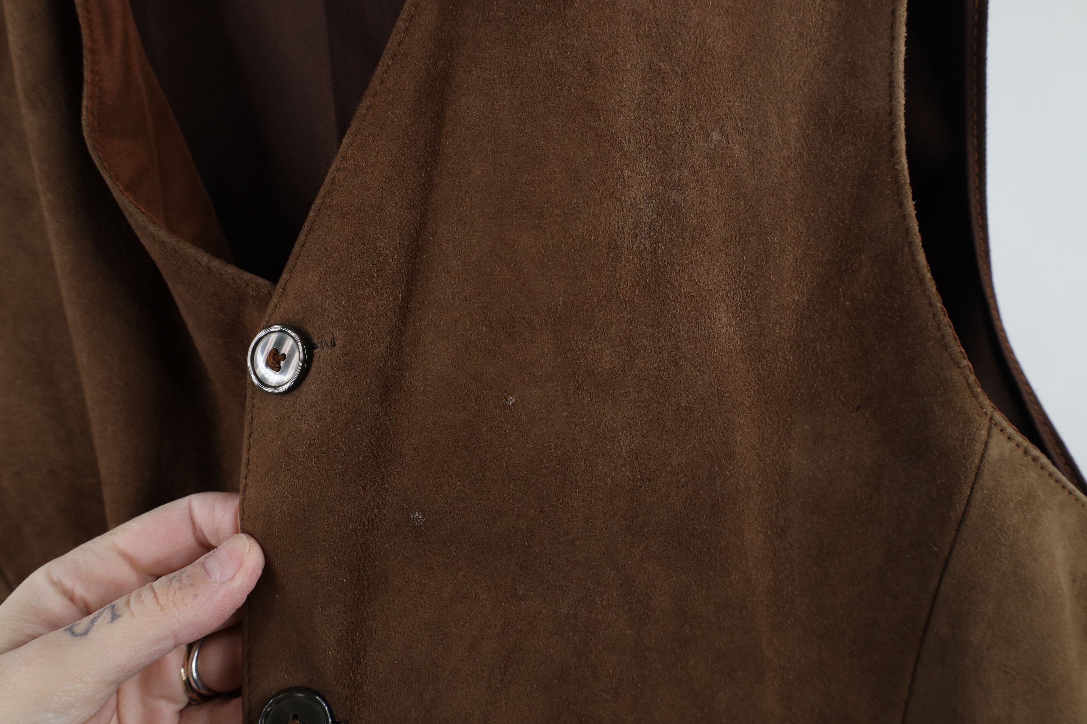 Vintage Vintage 90s Streetwear Suede Leather Buckle Back Vest Jacket Size US XXL / EU 58 / 5 - 4 Thumbnail