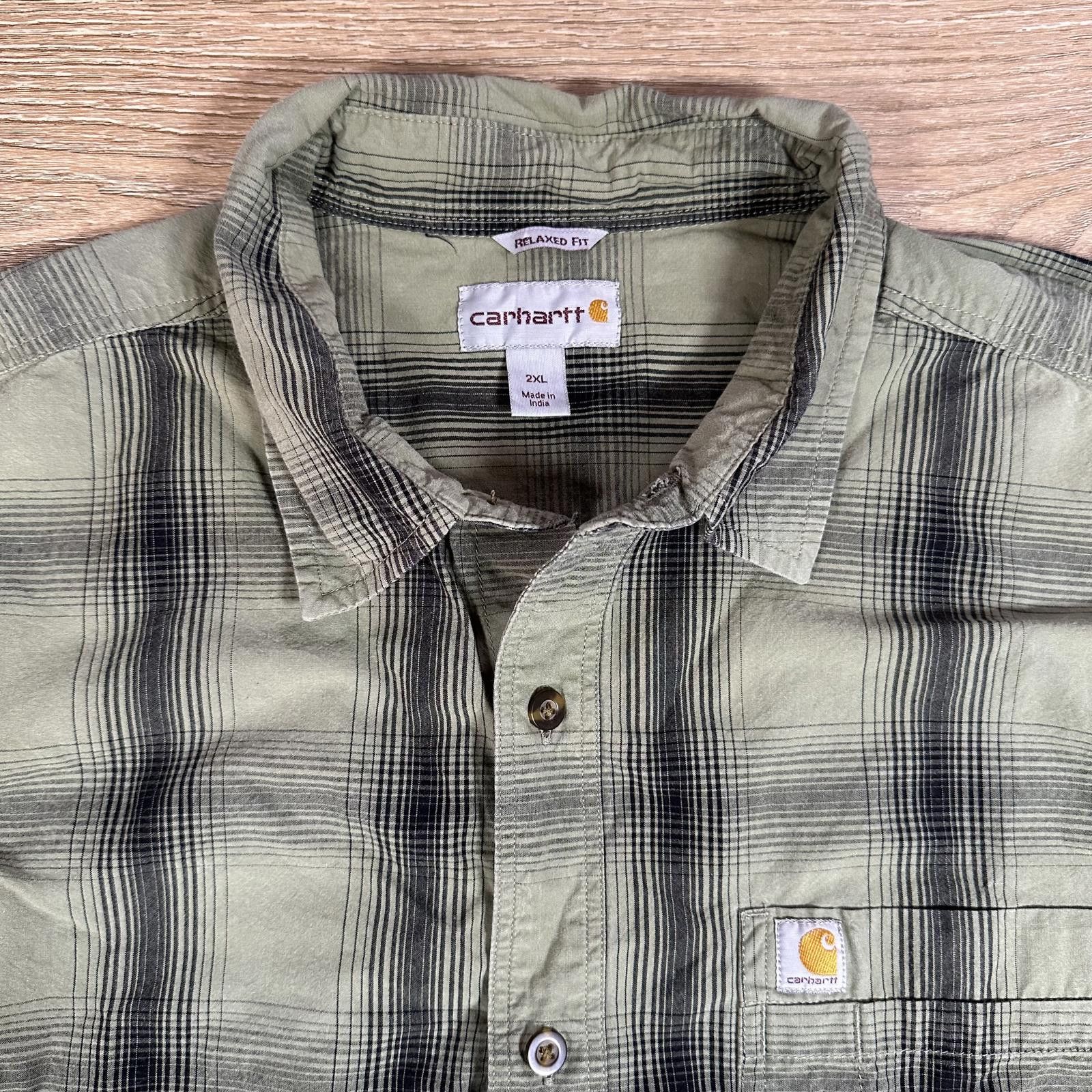 Carhartt Carhartt Men Casual Shirt 2XL Green Plaid Relaxed Fit Size US XXL / EU 58 / 5 - 3 Thumbnail