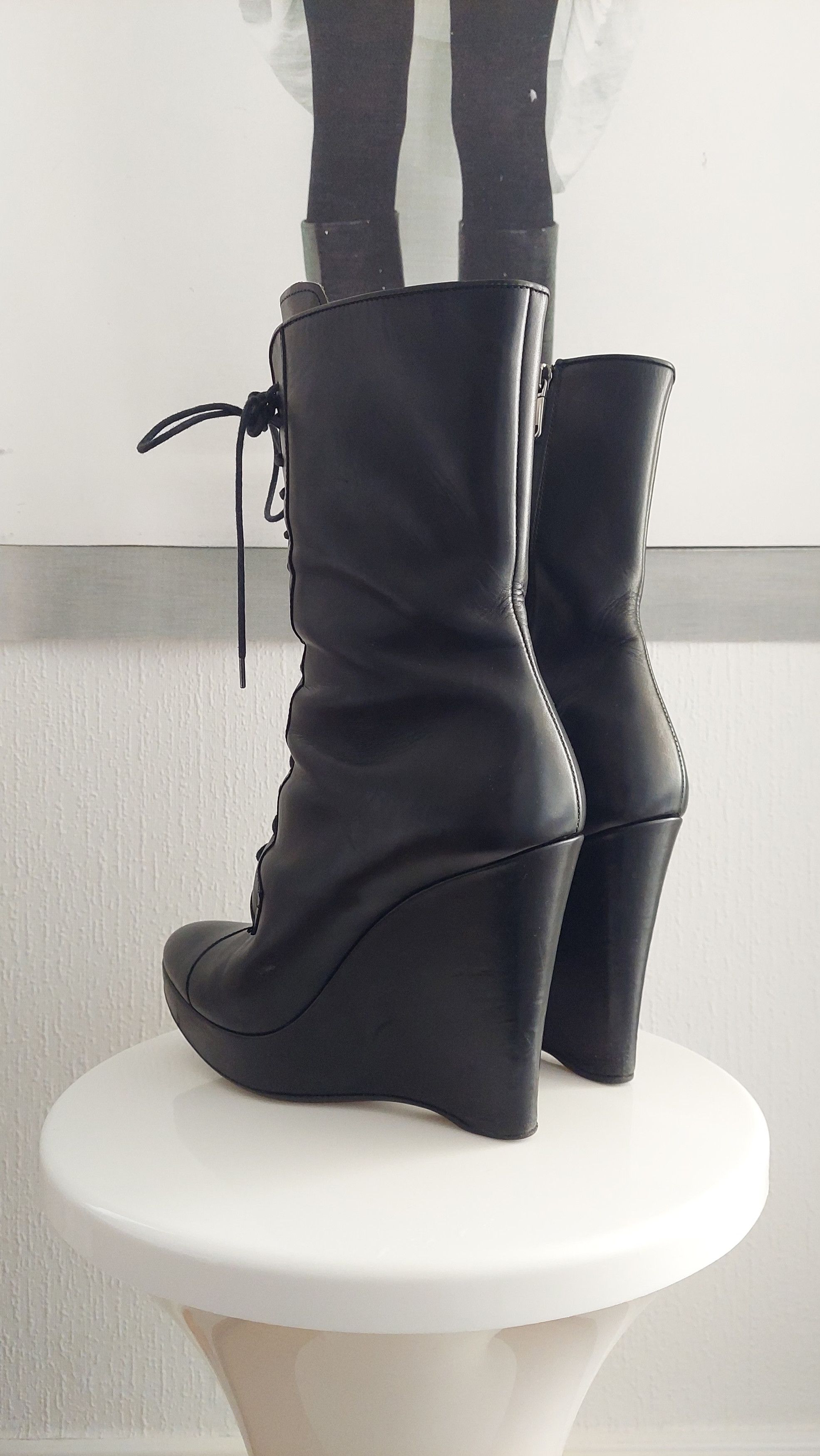 Jil Sander Jil Sander FW2006 lace up wedge boots Size US 7.5 / IT 37.5 - 4 Thumbnail