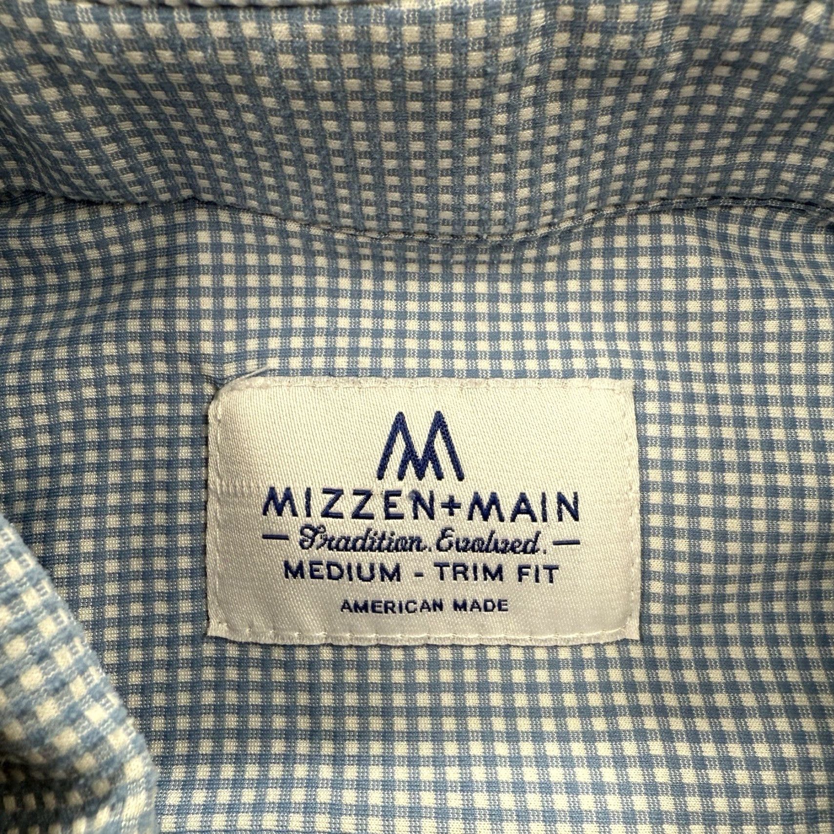 Mizzen+Main Mizzen+Main Shirt Men Medium Trim Fit Blue Check Polyester Spandex Performance Stretch, Long Sleeve, Button-Up, Collared, Casual Size US M / EU 48-50 / 2 - 3 Thumbnail