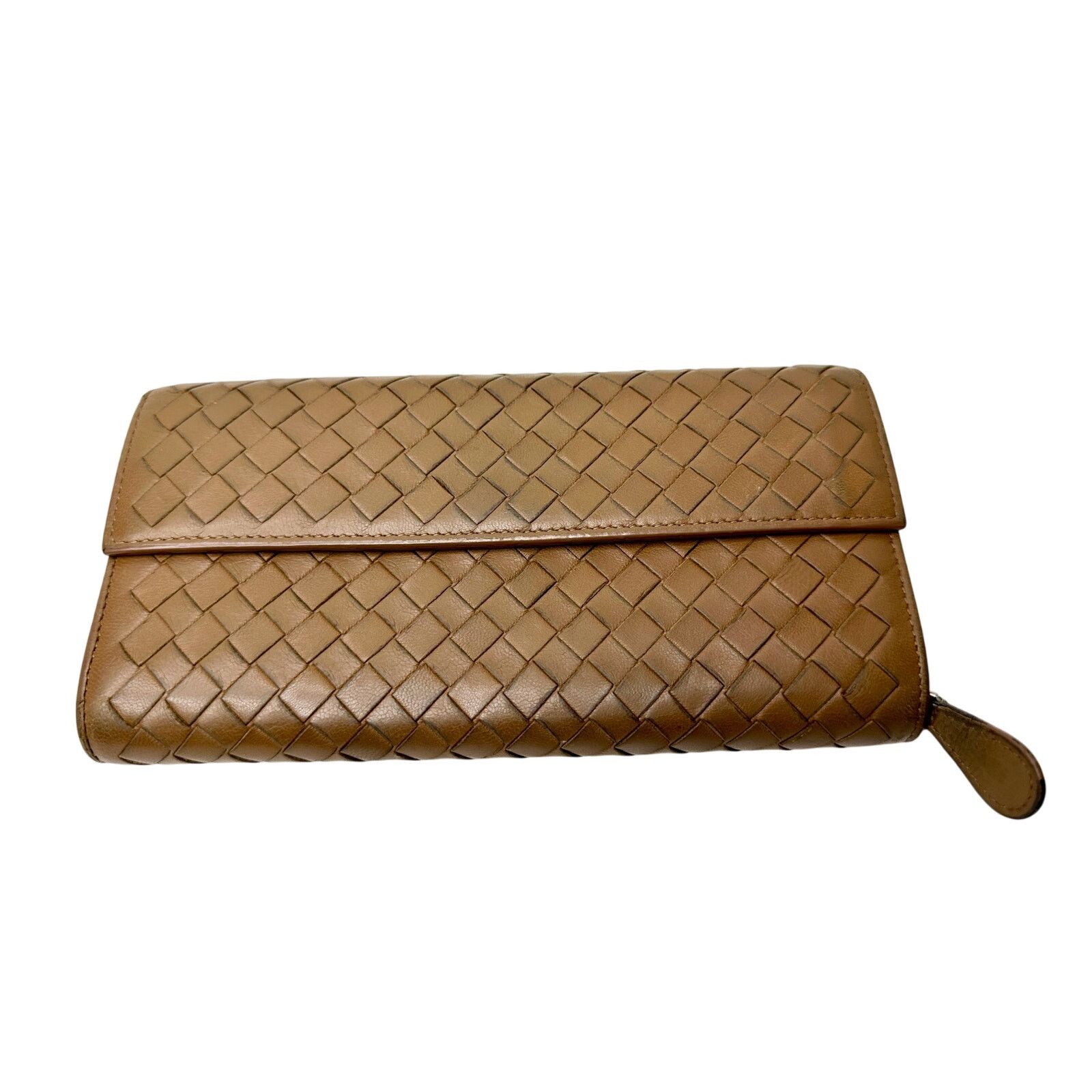 Bottega Veneta Bottega Veneta Intrecciato Woven Tan Leather Long Wallet Size ONE SIZE - 1 Thumbnail