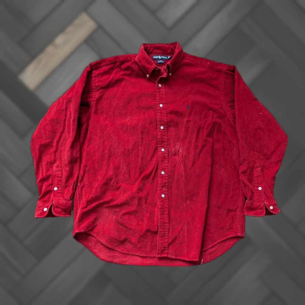 Polo Ralph Lauren VINTAGE POLO by Ralph Lauren Shirt XL Red Corduroy Long Sleeve Mens Size US XL / EU 56 / 4 - 1 Thumbnail