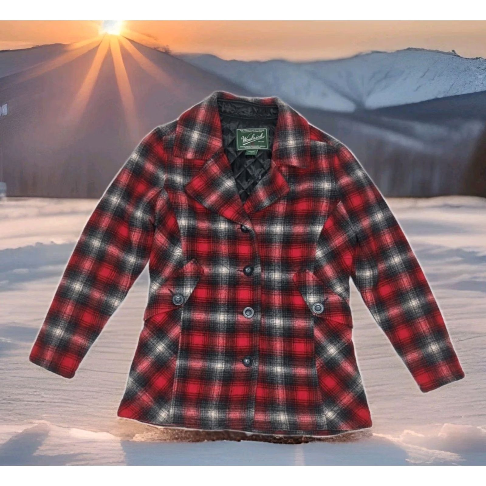Vintage Woolrich Red Plaid Jacket Womens Medium Wool Quilted Overcoat Winter Outdoor Western Size M / US 6-8 / IT 42-44 - 4 Thumbnail