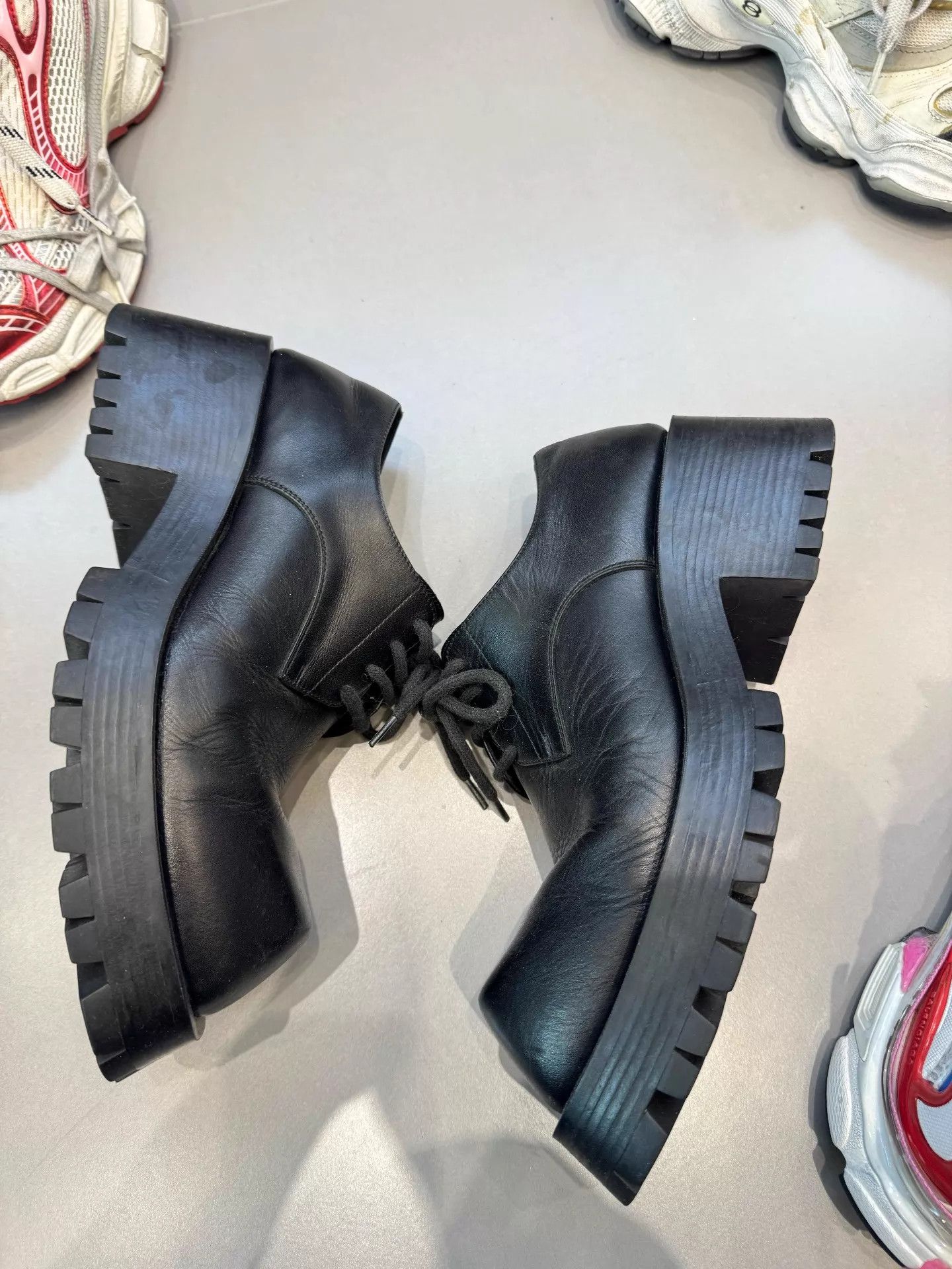 Balenciaga Balenciaga Trooper Square Toe Leather Thick Sole Black 41 Size US 8 / EU 41 - 3 Thumbnail