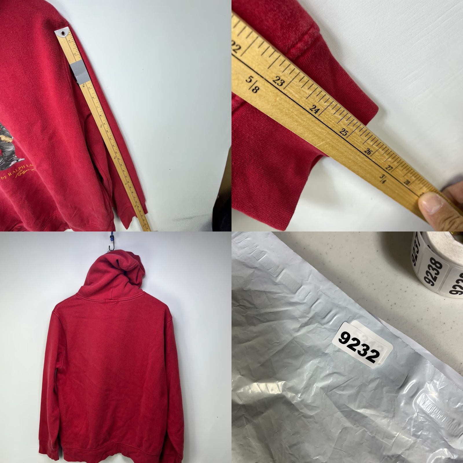 Polo Ralph Lauren Vintage Polo Ralph Lauren Hoodie L Men Red Cotton Fleece Hooded Bear - 90s? Size US L / EU 52-54 / 3 - 8 Thumbnail