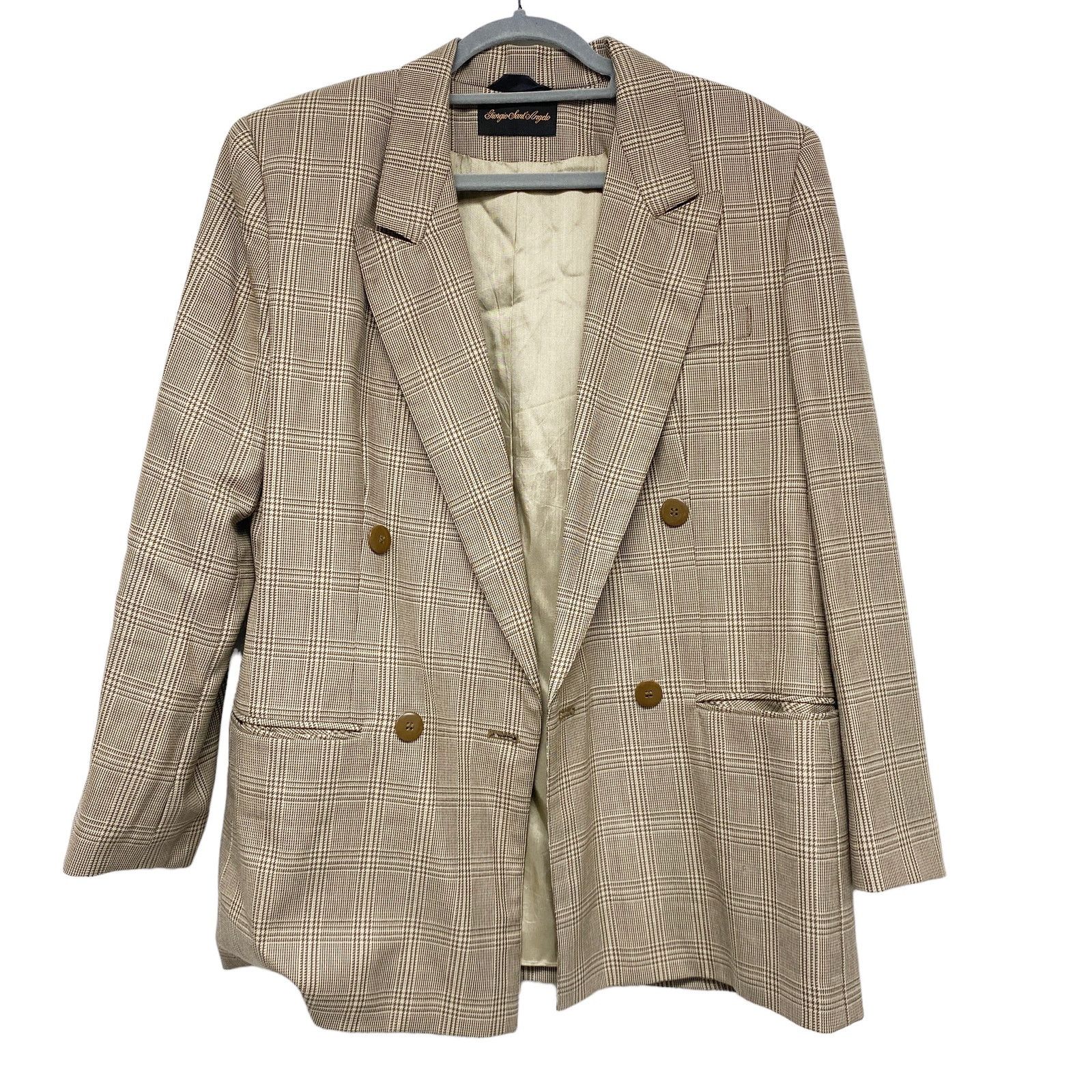 Vintage Vintage Giorgio Saint Angelo Houndstooth Plaid Wool Blazer Size XL / US 12-14 / IT 48-50 - 2 Thumbnail
