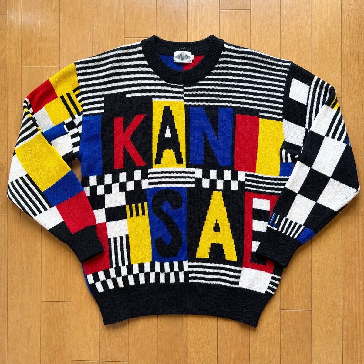 Kansai Yamamoto Rare 90s Kansai Yamamoto Colorblock Knit Sweater Size US M / EU 48-50 / 2 - 1 Thumbnail