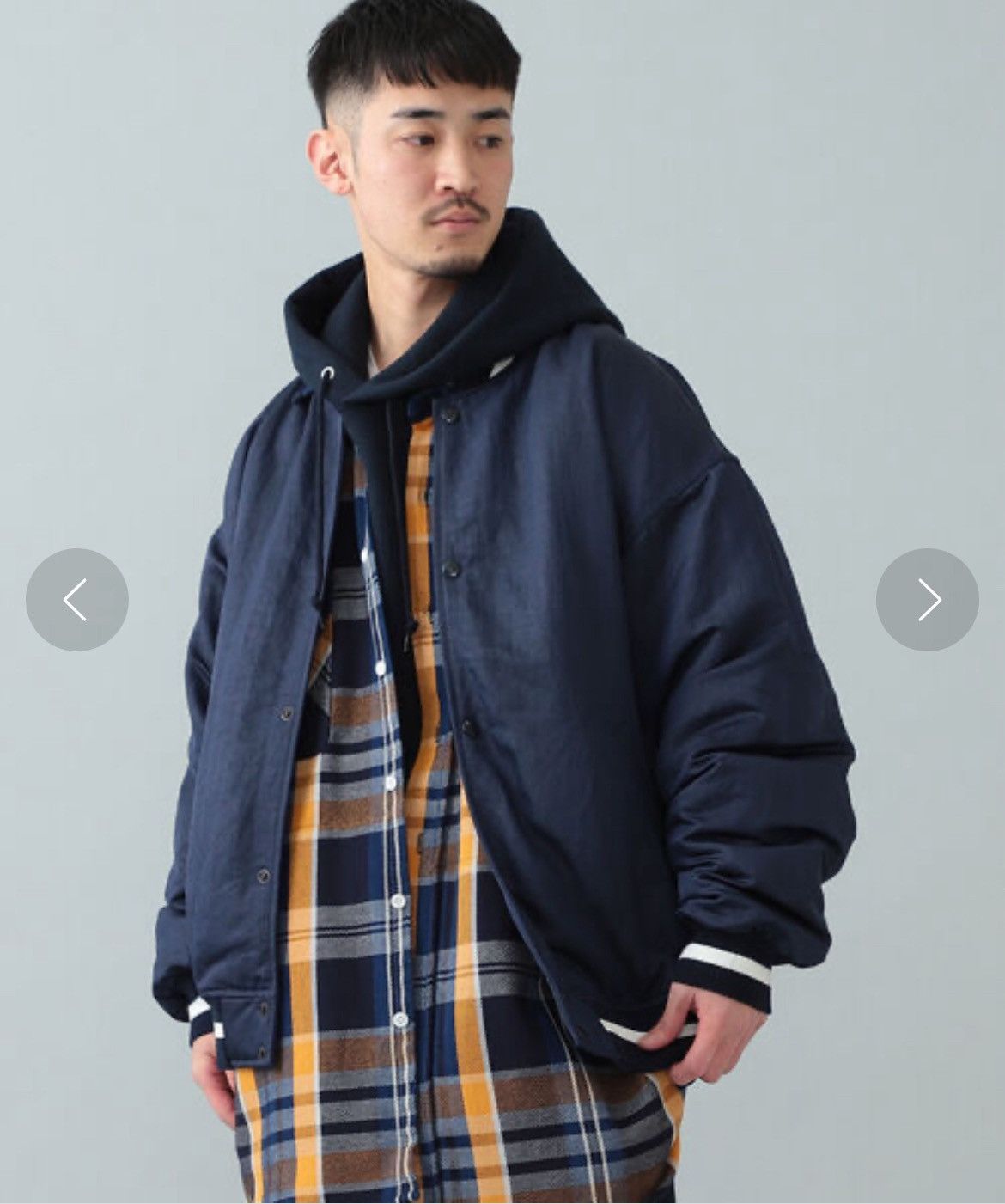 Beams Plus Beams Nylon Satin Award Jacket Navy Size US L / EU 52-54 / 3 - 16 Thumbnail