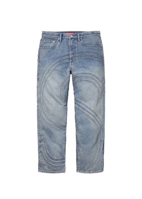 Supreme Supreme S Logo Loose Fit Jean 'Washed Blue' Size 30 | Grailed