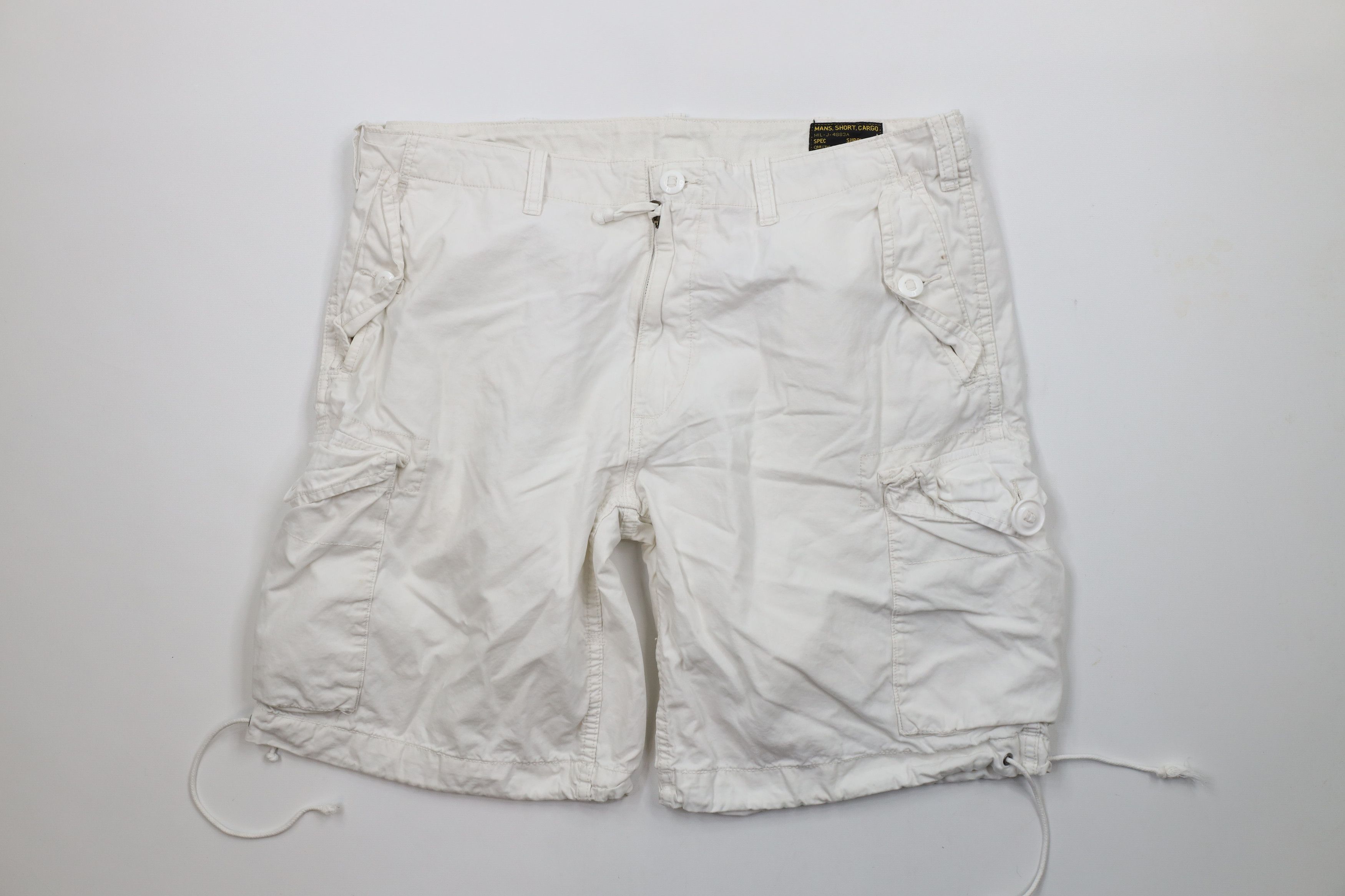 Ralph Lauren × Vintage Vintage 90s Ralph Lauren Military Cargo Shorts Cream Cotton Size US 36 / EU 52 - 1 Thumbnail