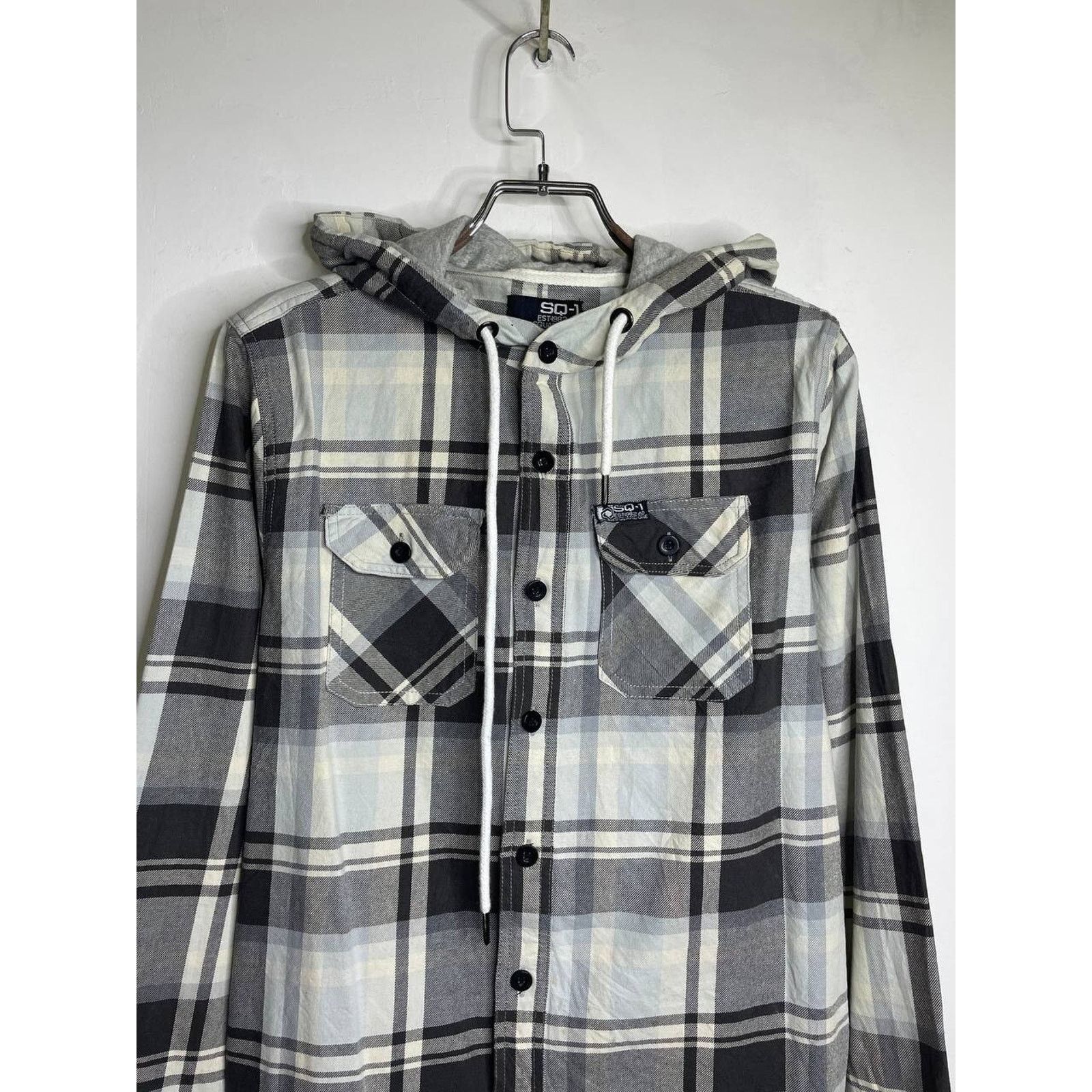 Express Vintage Plaid Flannel Shirt Hoodie White Hooded L Button-Up Size US L / EU 52-54 / 3 - 4 Thumbnail