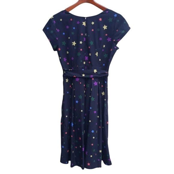 Other Eshaki Rainbow Star Modest Midi Tie Waist Dress Sz 10 Novelt Size L / US 10 / IT 46 - 2 Thumbnail