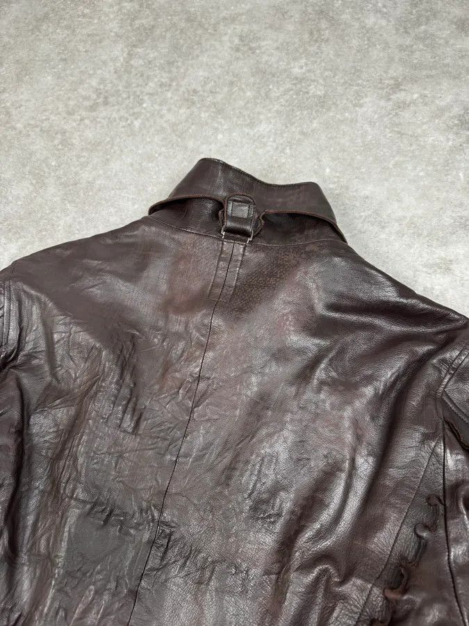 Marithe + Francois Girbaud FW2002 Marithé + François Girbaud Brown Plissed Leather Jacket Size US M / EU 48-50 / 2 - 7 Thumbnail