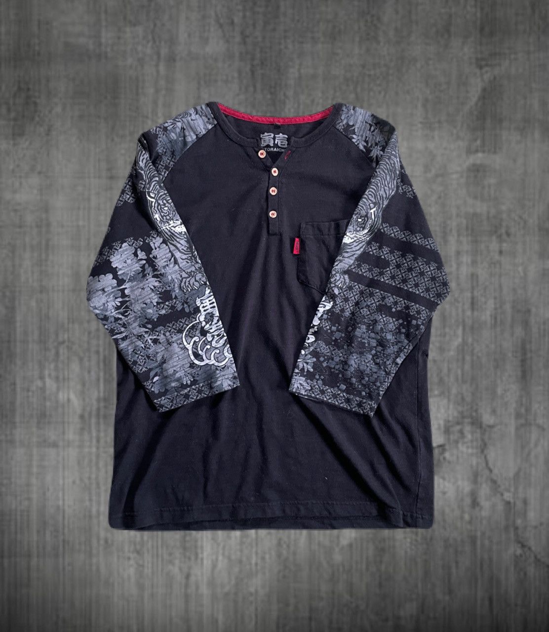 Japanese Brand 2000s Japanese Sukajan Yakuza Tattoo Button 3/4 Sleeve Tee Size US S / EU 44-46 / 1 - 1 Thumbnail
