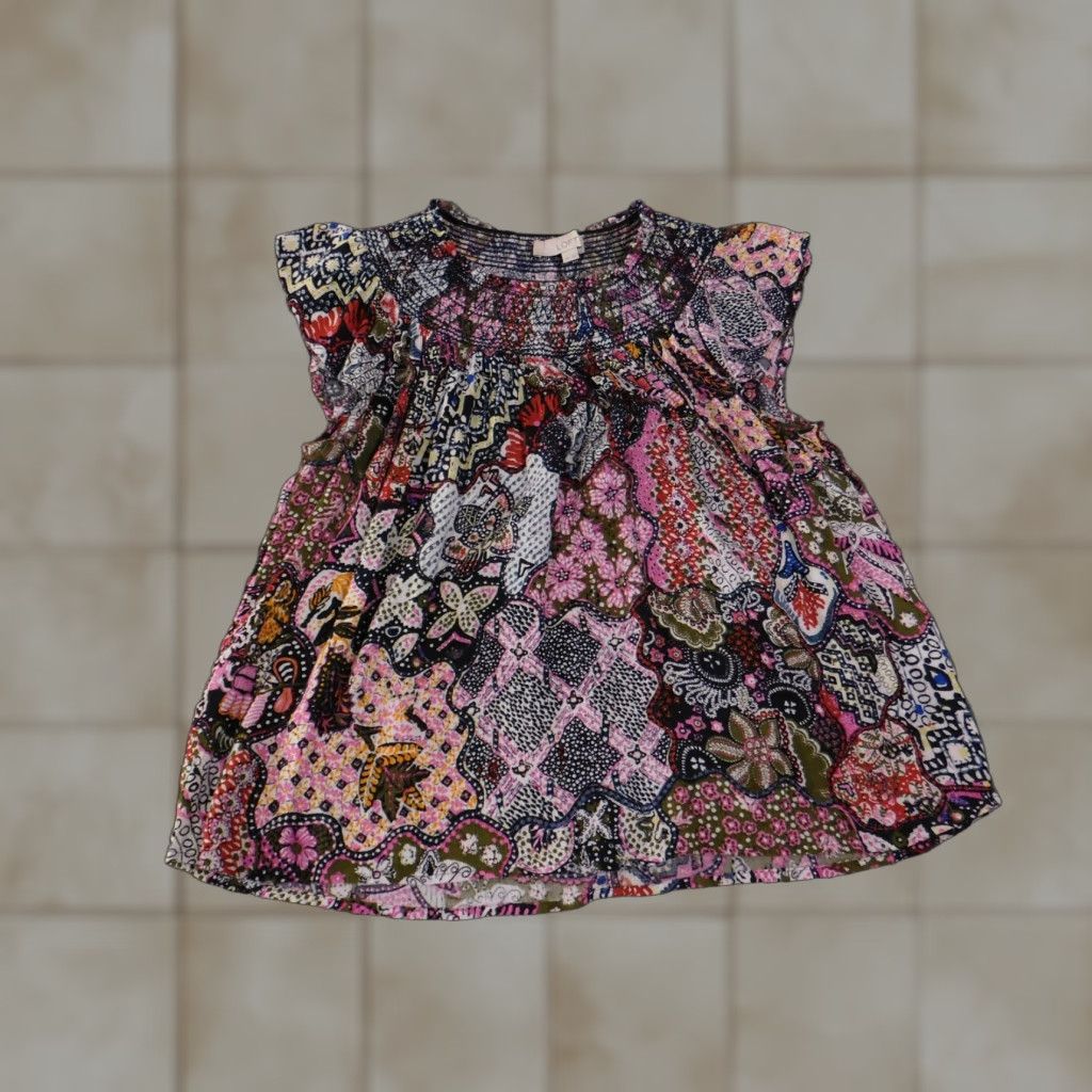 Loft Loft Blouse Womens Petite Medium Multicolor Floral Boho Rayon Sleeveless Bell Sleeve Turtleneck Pullover Pocket Ruffle Modern Flower Size M / US 6-8 / IT 42-44 - 1 Thumbnail