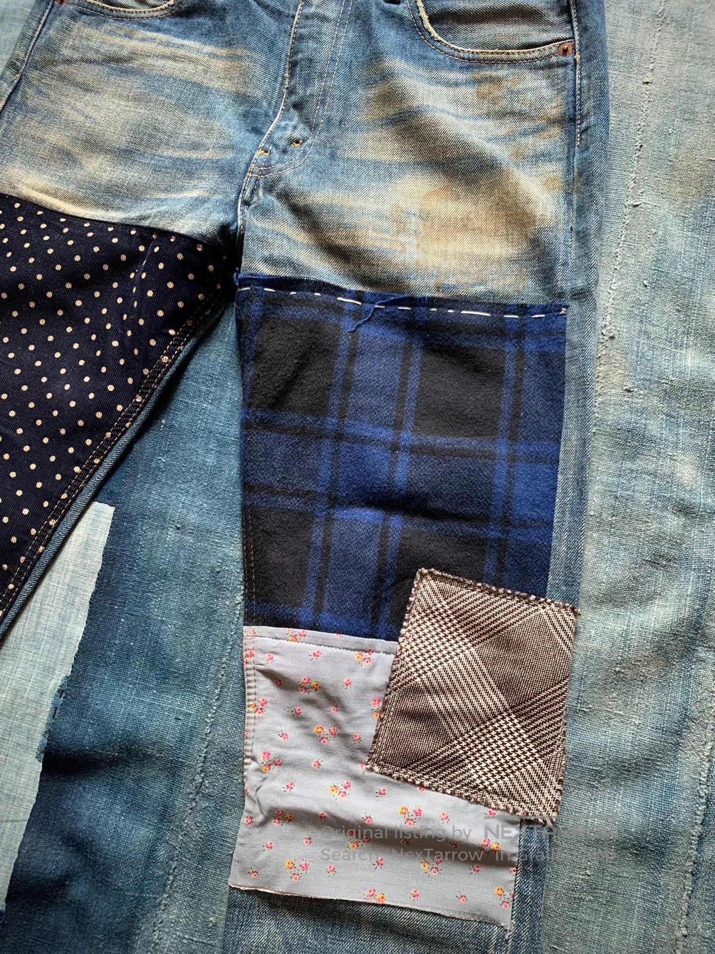 Junya Watanabe Junya Watanabe Patchwork Leather Denim Jeans. Size US 26 / EU 42 - 7 Thumbnail