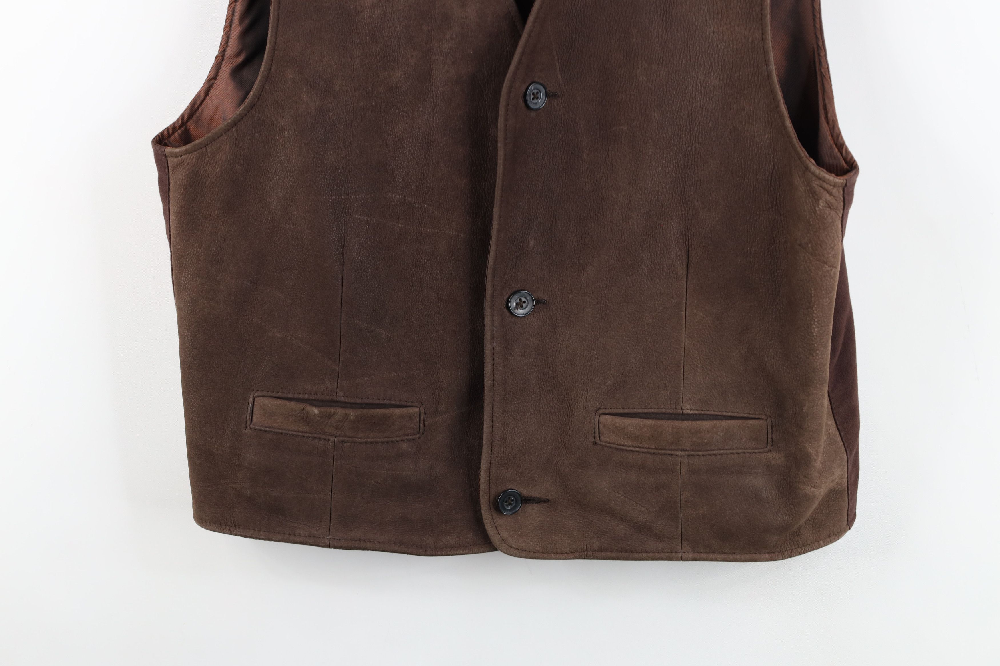 Gap Vintage 90s Gap Buckle Back Suede Leather Vest Jacket Brown Size US M / EU 48-50 / 2 - 3 Thumbnail