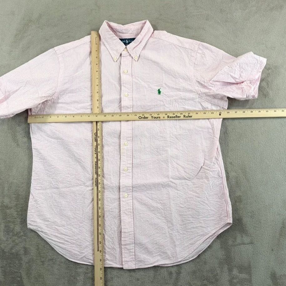 Polo Ralph Lauren Polo Ralph Lauren Classic Fit Seersucker Shirt Pink Stripe Men XL Green Pony Button-Up Shirt Women? Mens Size US XL / EU 56 / 4 - 5 Thumbnail
