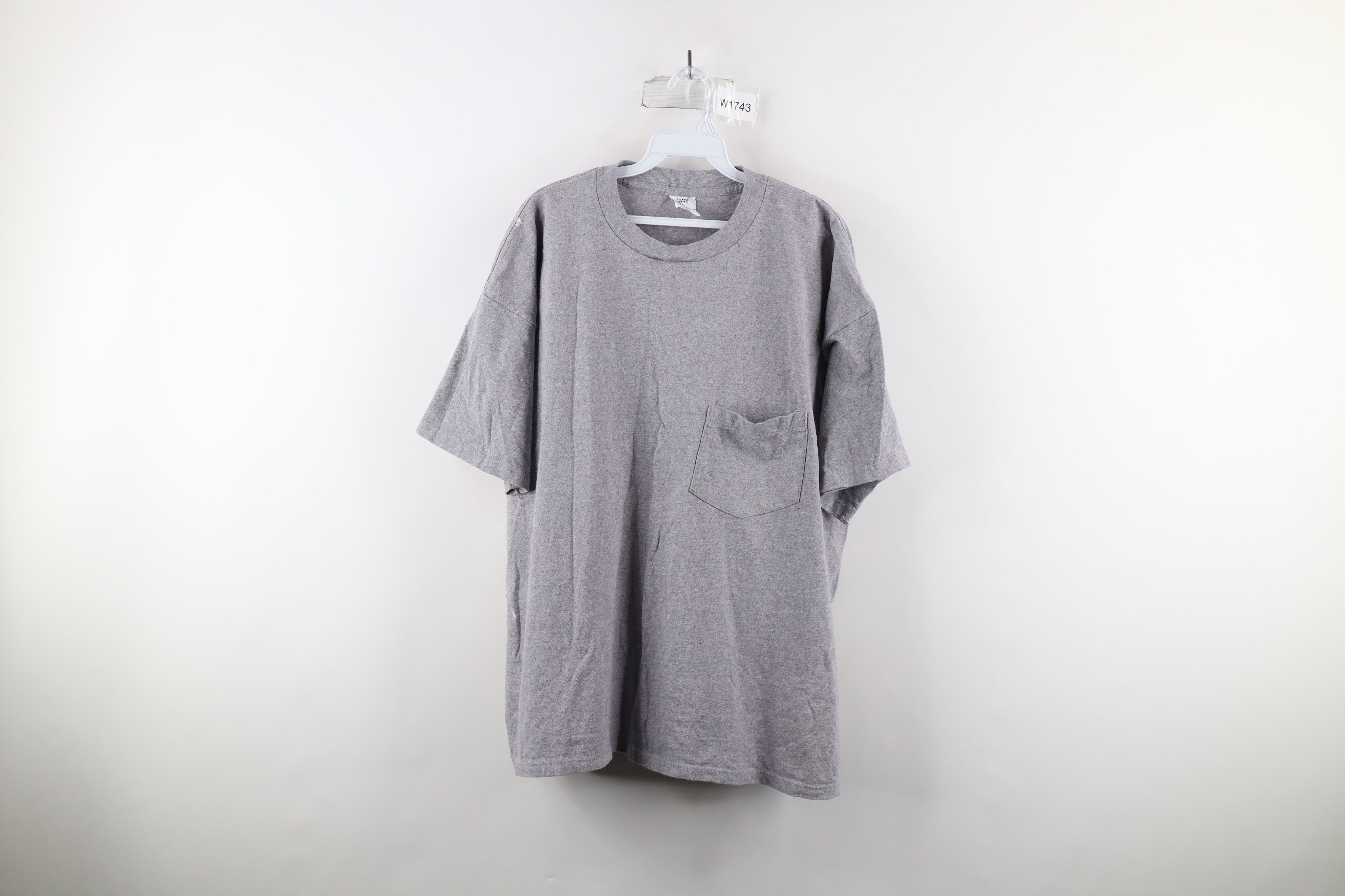 Vintage Vintage 90s Streetwear Blank Pocket T-Shirt Heather Gray USA Size US XL / EU 56 / 4 - 1 Thumbnail