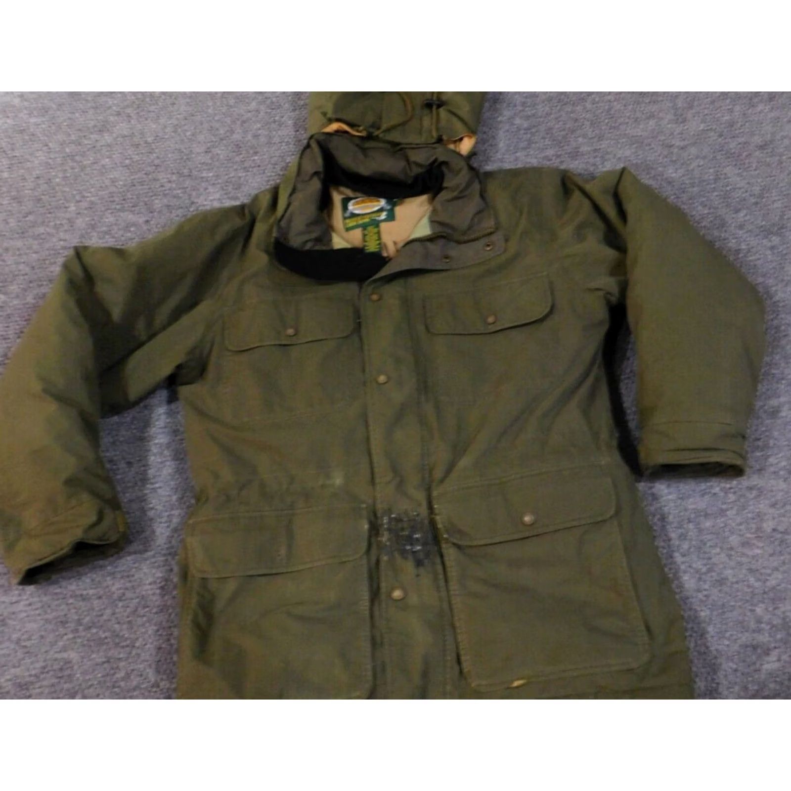 Vintage Cabela's Jacket Men M Green Parka Down Insulation Removable Hood Logo Canvas Zip Mid-Length Casual Winter Fall Size US M / EU 48-50 / 2 - 3 Thumbnail
