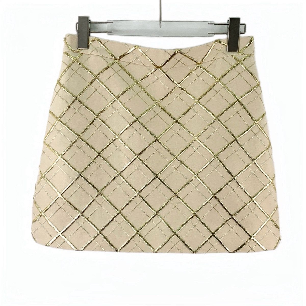 Valentino Valentino Checked Gold Thread Wool Casual Mini Skirt K26WX Size 28" / US 6 / IT 42 - 1 Thumbnail