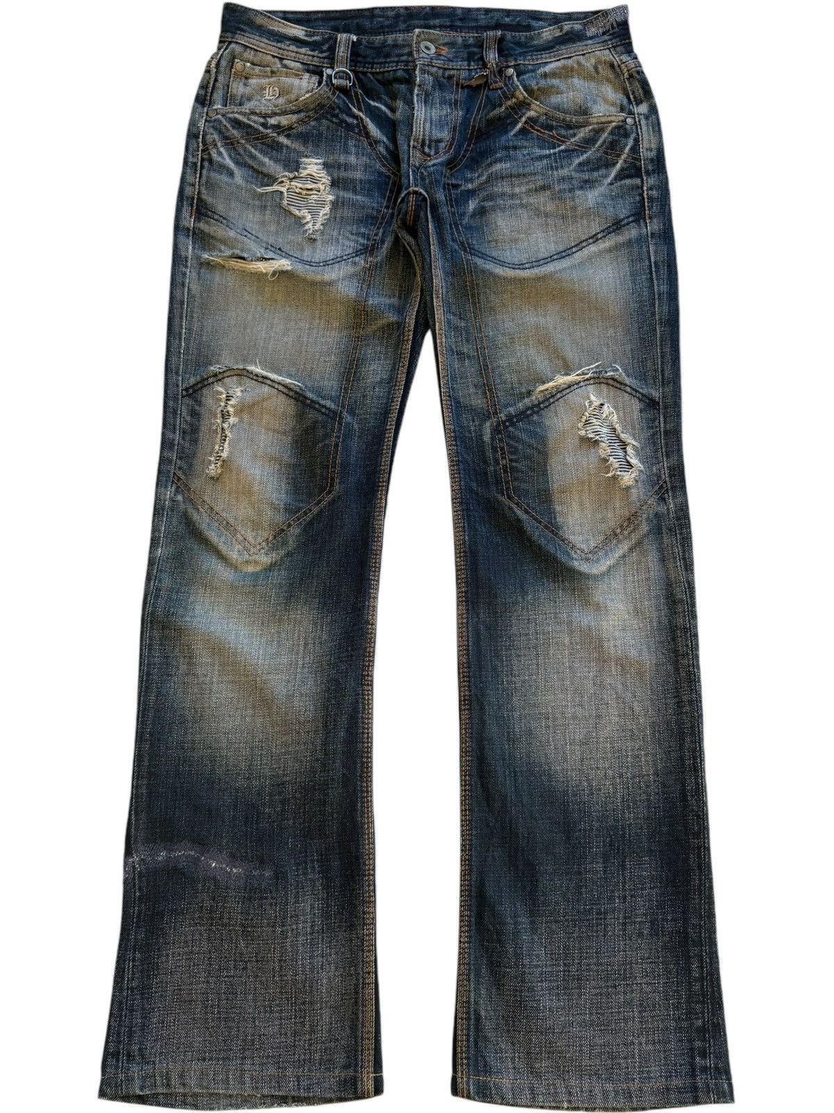 Japanese Brand Vintage Japanese Brand Mud Wash Distressed Bootcut Jeans Size US 33 - 1 Thumbnail