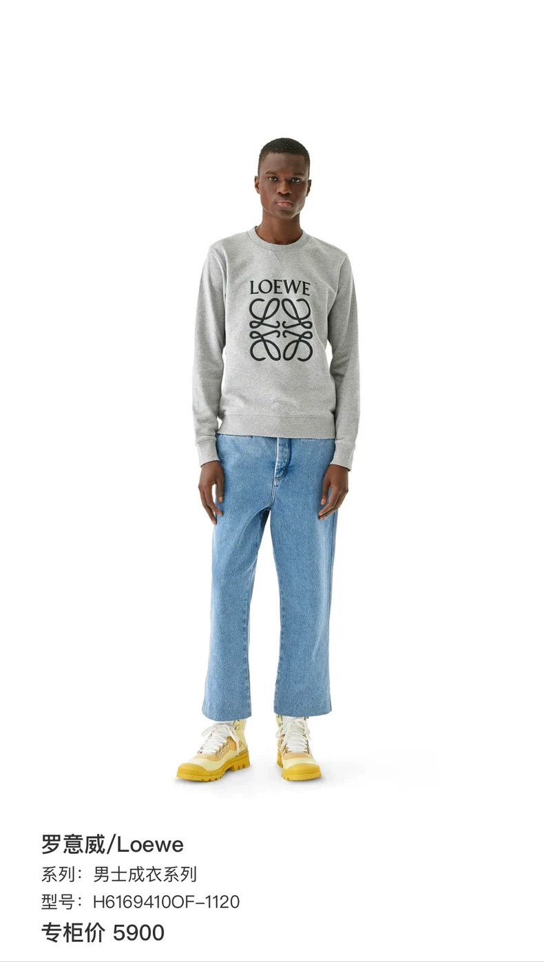 Loewe LOEWE Chest embroidered Logo round neck hoodie grey Size L / US 10 / IT 46 - 6 Thumbnail