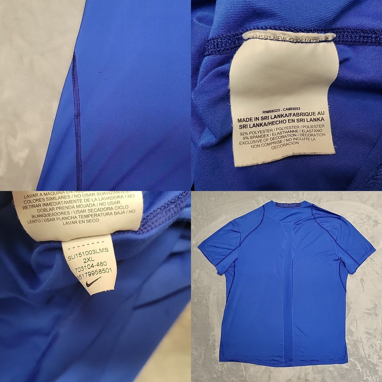 Nike Nike Pro Shirt Mens 2XL Blue TEE Athletic Dri Fit Short Sleeve Crew Neck Polyester Blend Logo Size US XXL / EU 58 / 5 - 8 Thumbnail