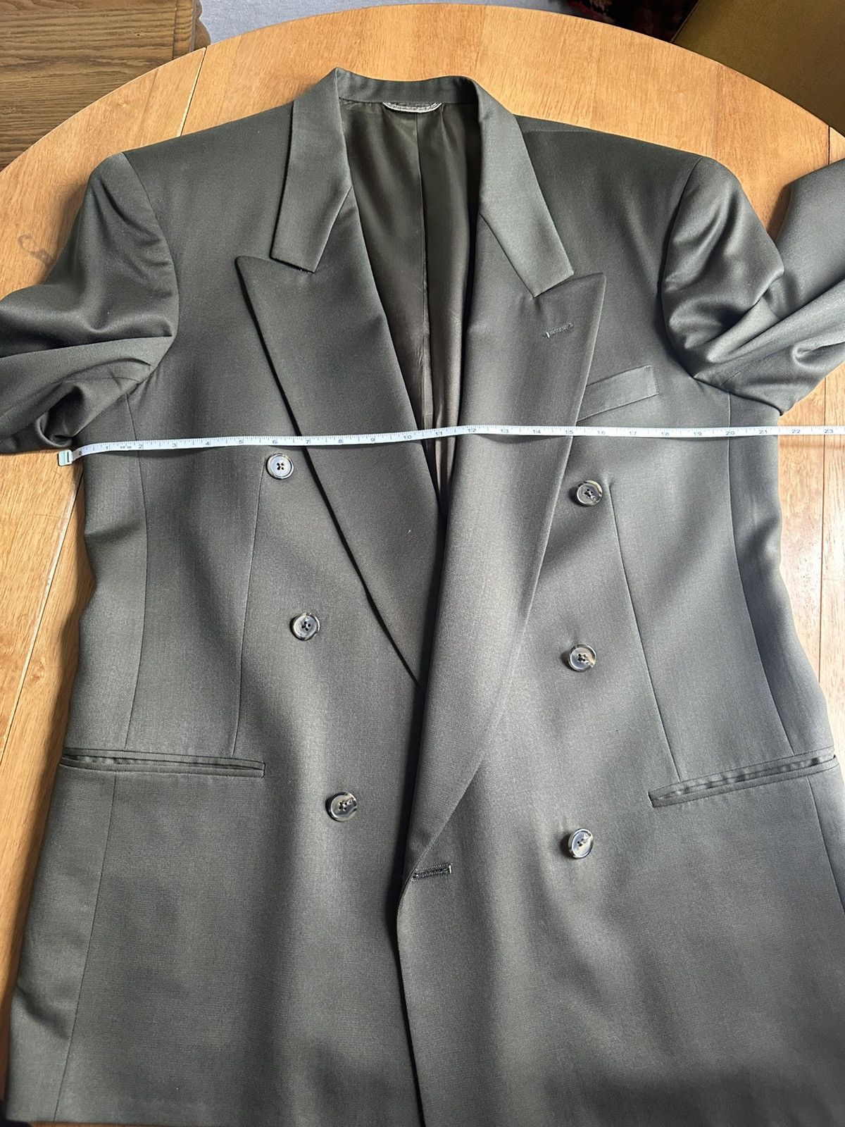 Christian Dior Monsieur Olive Double Breasted Suit Size 42R - 7 Thumbnail