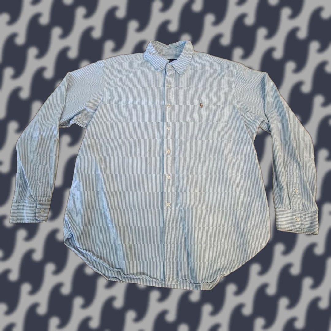Polo Ralph Lauren Polo Ralph Lauren Shirt XL Classic Fit Spread Collar Striped Blue/White Multicolor 100% Cotton Men Button-Up Size US XL / EU 56 / 4 - 1 Thumbnail