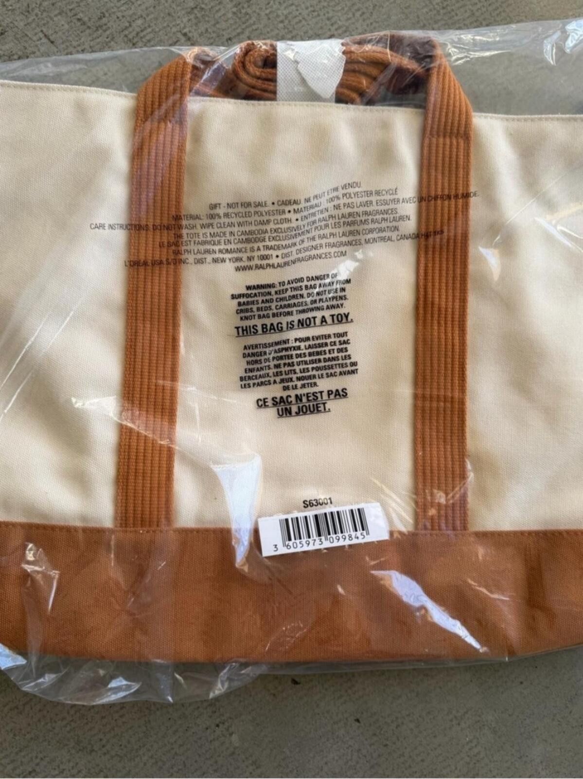 Polo Ralph Lauren Ralph Lauren / Canvas Shopping Tote Bag / Cream Brown Size ONE SIZE - 4 Thumbnail