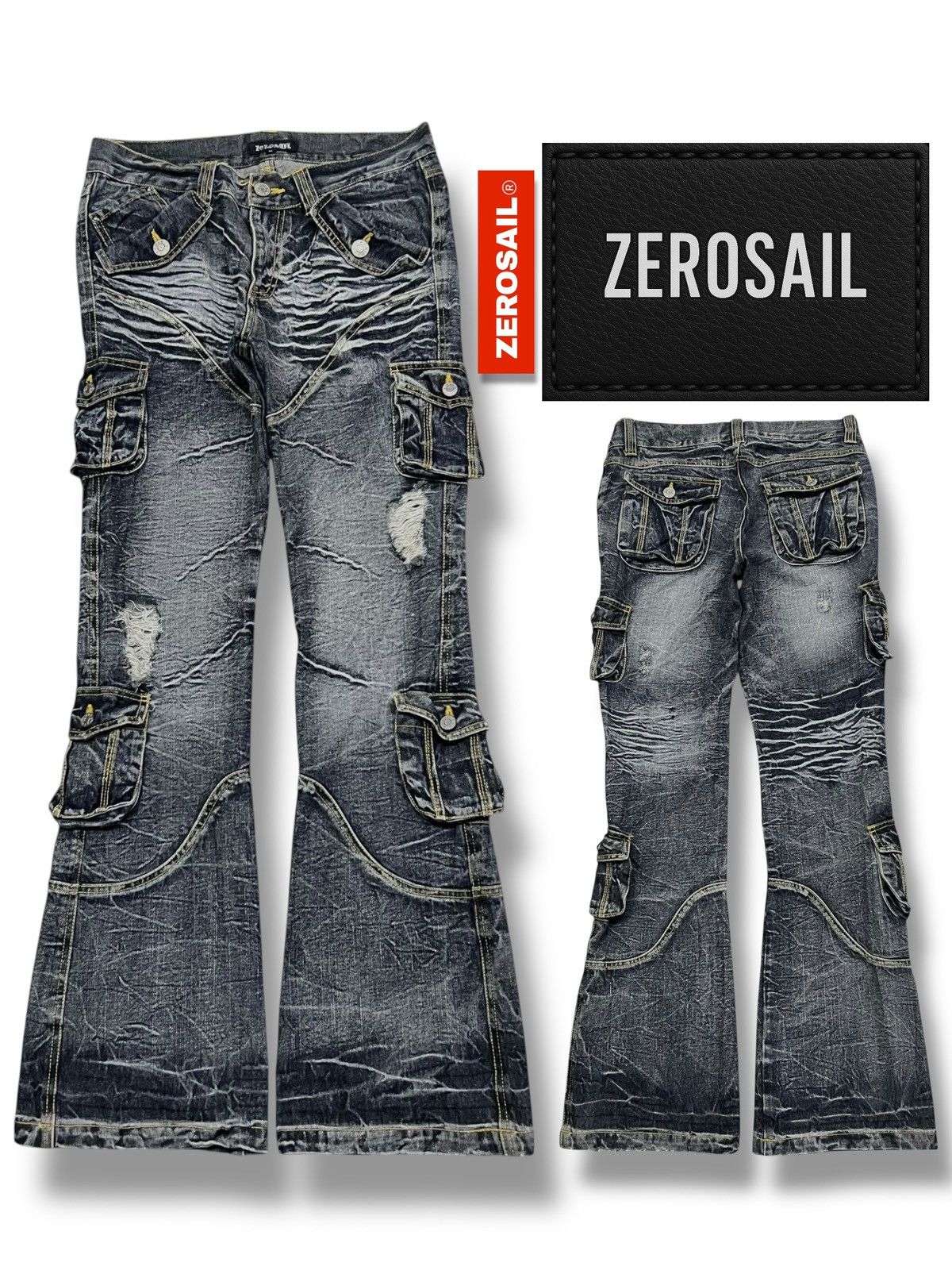 If Six Was Nine Flared Vintage Japanese Denim Zerosail Multi cargo pockets Size US 32 / EU 48 - 1 Thumbnail