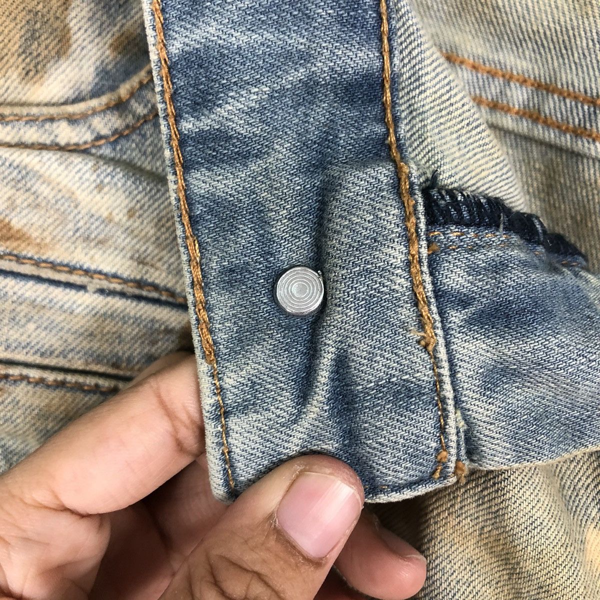 Japanese Brand 🔥Distressed Denim Skinny Punk Design Crysp Denim Japan Size US 34 / EU 50 - 15 Thumbnail