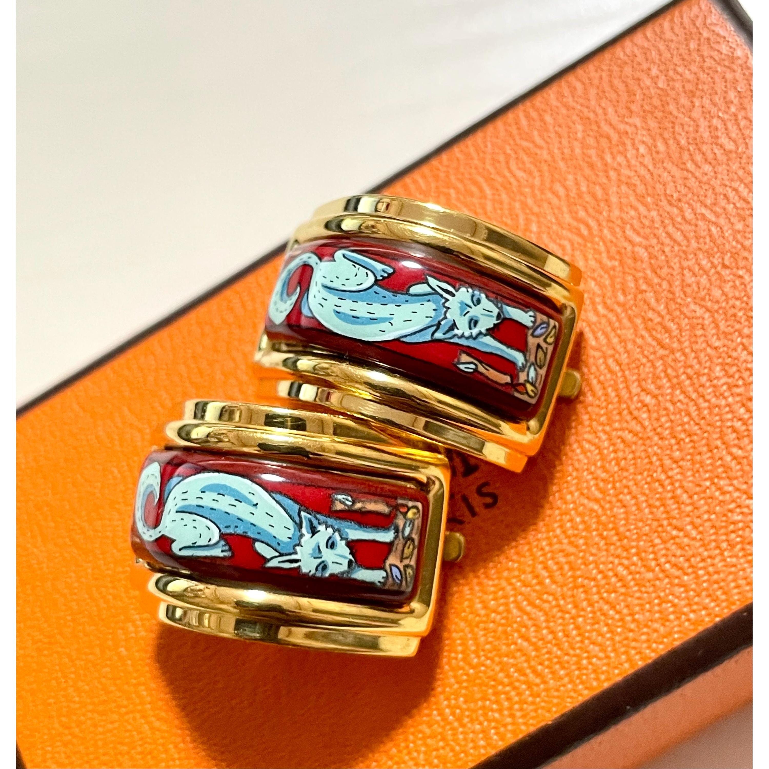 Other Vintage Hermes cloisonne enamel golden earrings, fox Size ONE SIZE - 2 Thumbnail
