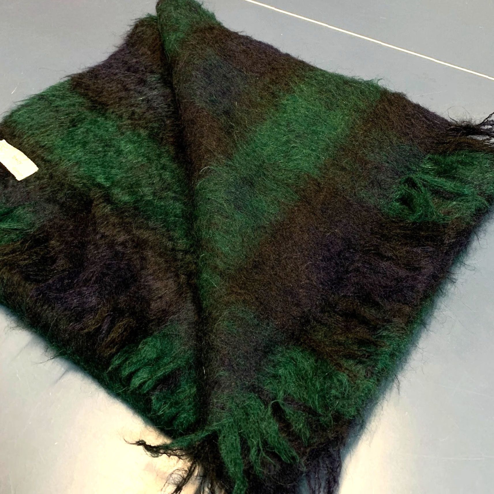 Liberty London VINTAGE Liberty Of London Mohair Wool Scarf Tartan Plaid Scotland 68x20 Green Fringe Wool Scarf Womens 68 in 20 in Size ONE SIZE - 4 Thumbnail